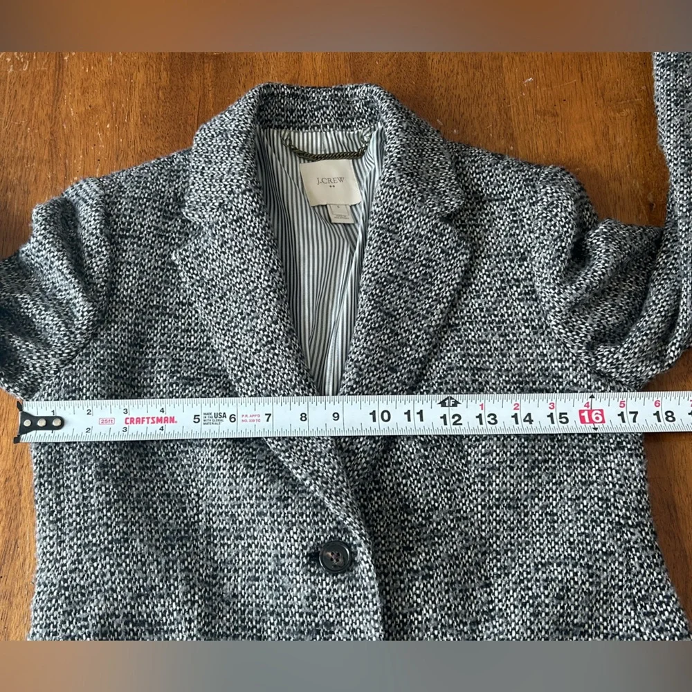 J. Crew Women's Tweed Tailored-Fit Mid-Length Wool Blend  Topcoat Sz 0 - Picture 11 of 11